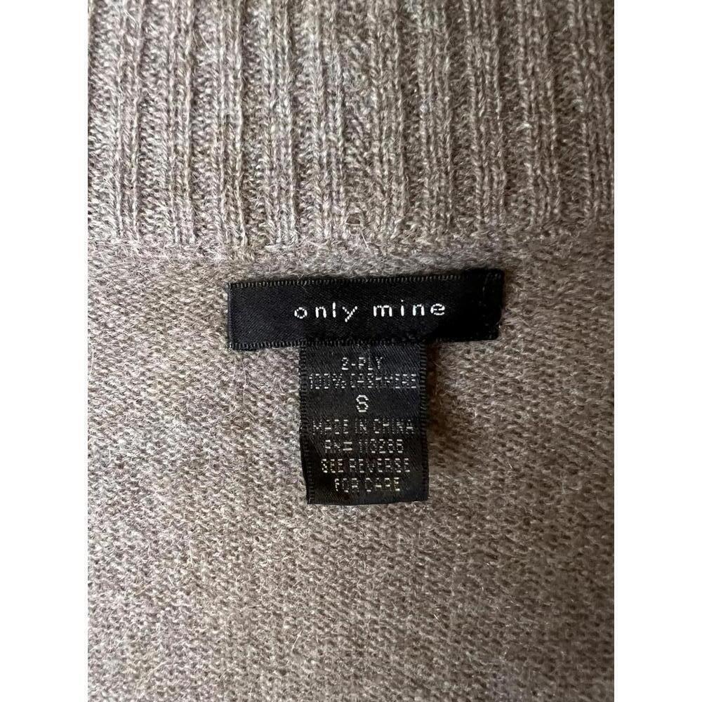 Only Mine Taupe White Striped 100% Cashmere Open Front Cardigan Vest Size Small - Picture 2 of 4